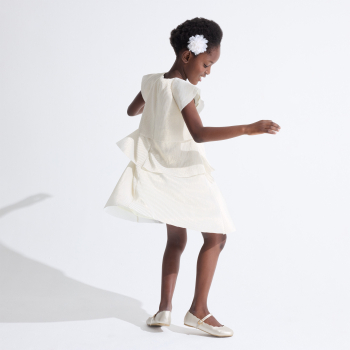 فستان بكشكشة باللون البيج الذهبي للفتيات